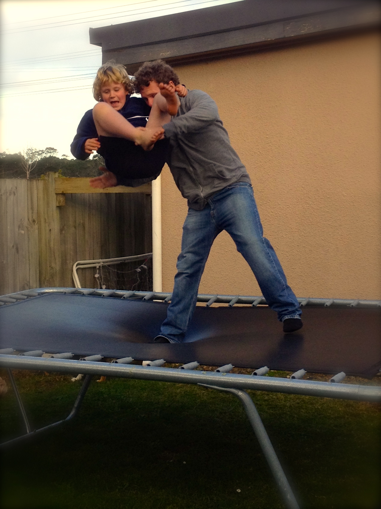 Playing on the tramp